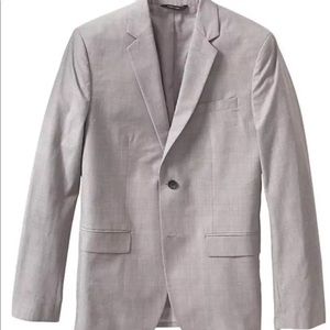 Tailored slim fit grey cotton plaid blazer jacket